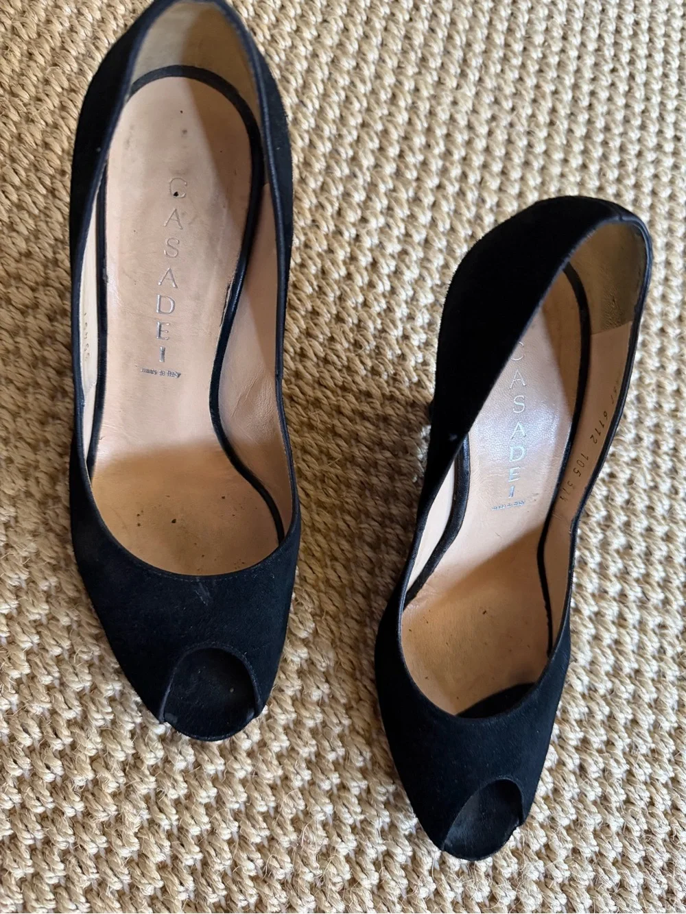Casadei. Made in Italy Classic Black Suede Wedge Pumps - Women